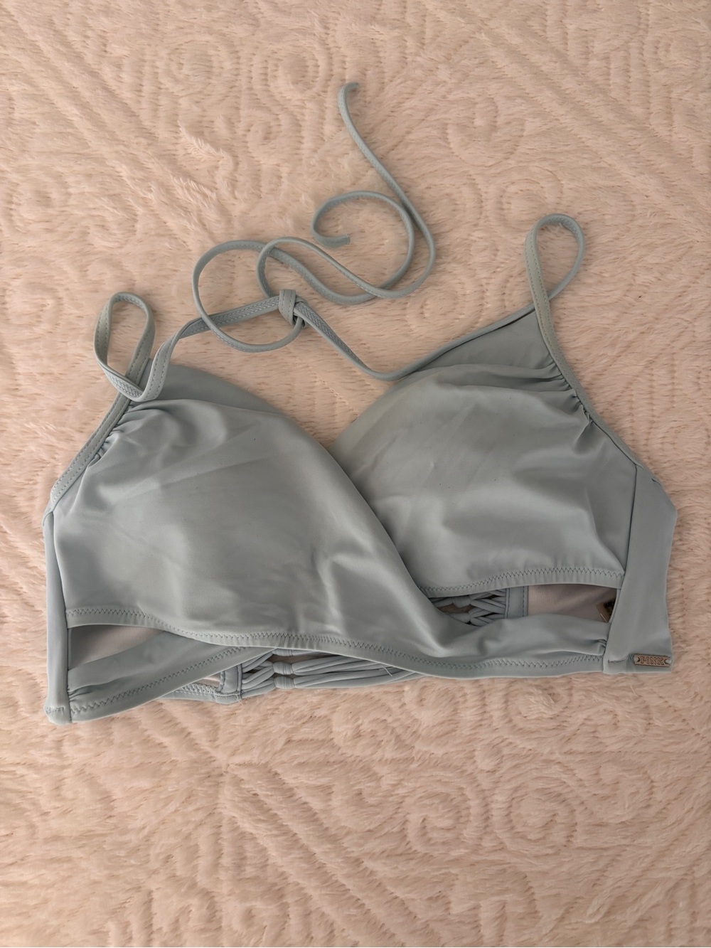 PINK Victoria's Secret Light Blue Lace-Back Bralette